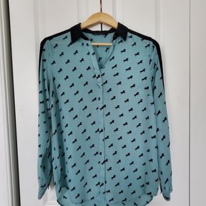 Horse print button down